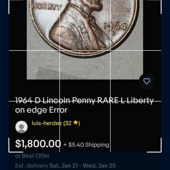 1964 D Penny Very Rare with Error - Picture 3 of 4